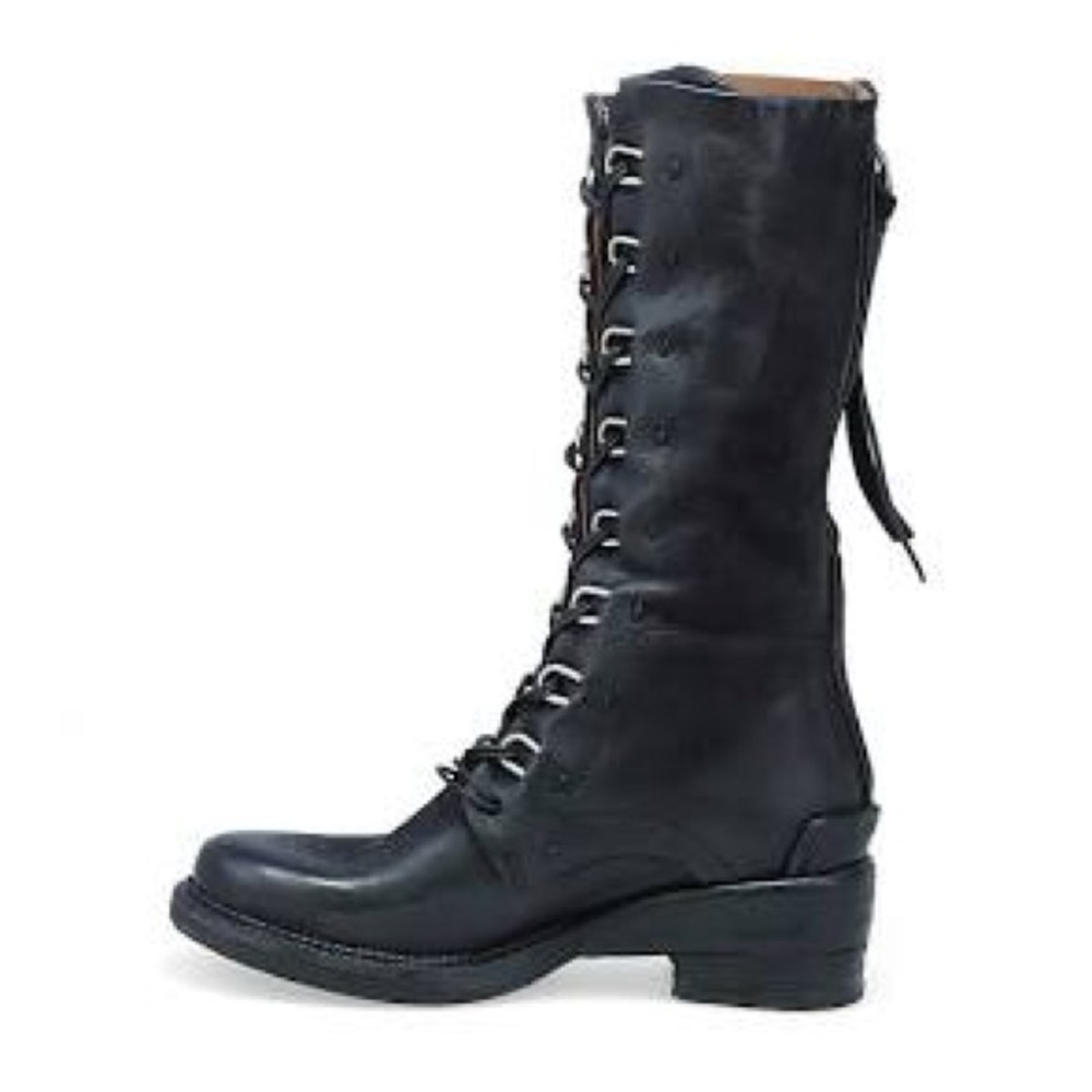 A.S.98 Black Lace-Up Combat Boots